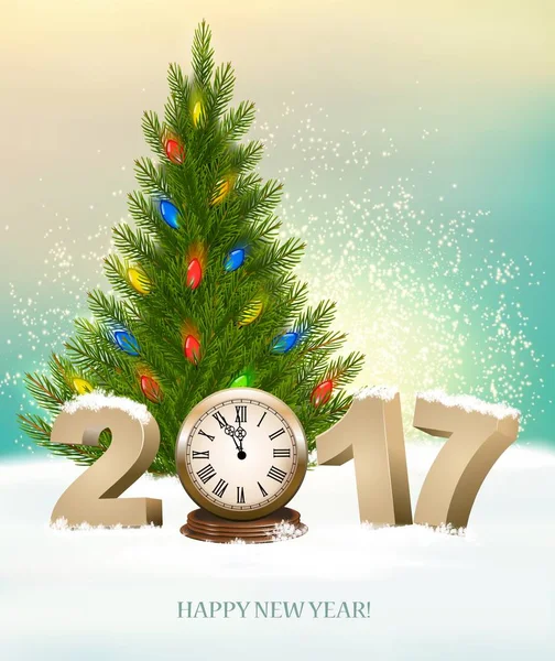 Fond de vacances avec 2017 et arbre de Noël. Vecteur . — Image vectorielle