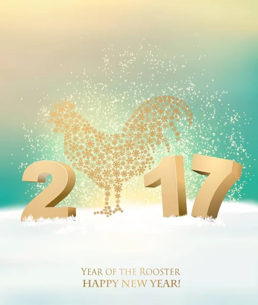 Feliz Año Nuevo 2017 fondo con gallo. Vector . — Vector de stock
