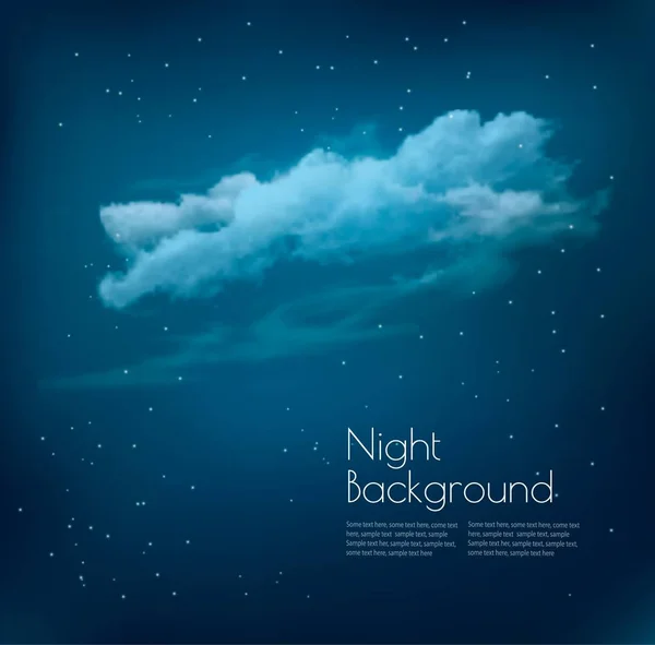 Nachthimmel Hintergrund mit Wolken und Sternen. Vektor — Stockvektor