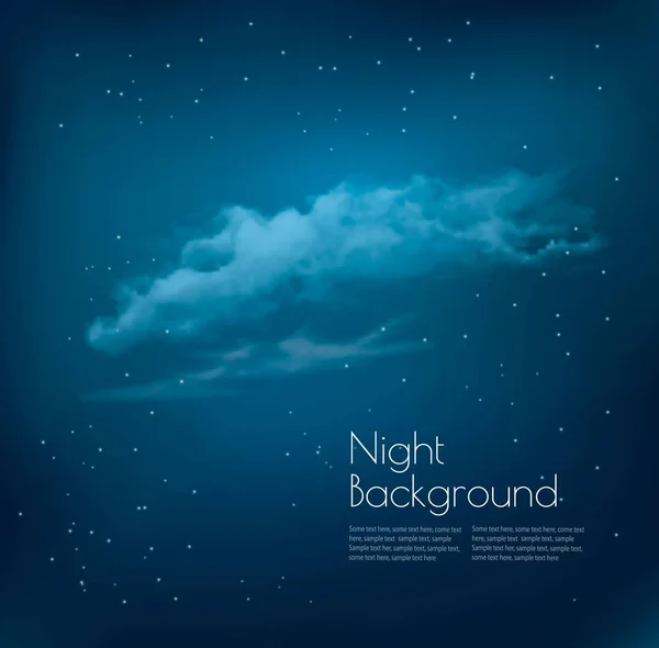 Natt himmel bakgrund med moln och stjärnor. Vektor — Stock vektor