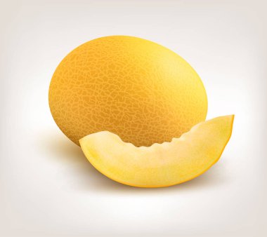 Beyaz zemin üzerine sarı Honeydew kavun. Vektör