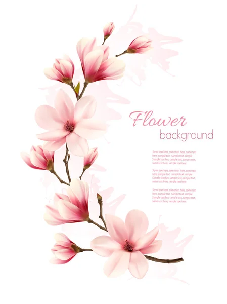 Beautiful pink magnolia background. Vector. — Stock Vector