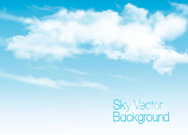 Blue sky background with white  transparent clouds. Vector backg — Stock Vector