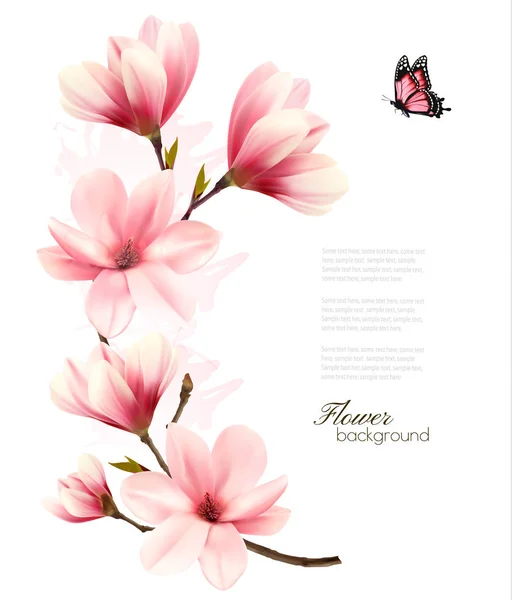 Beautiful pink magnolia background. Vector. — Stock Vector