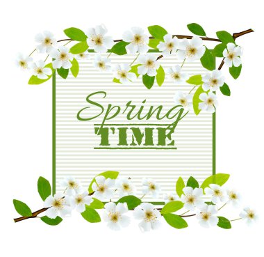 Kiraz çiçekleri ile Doğa bahar arka plan. Vektör.