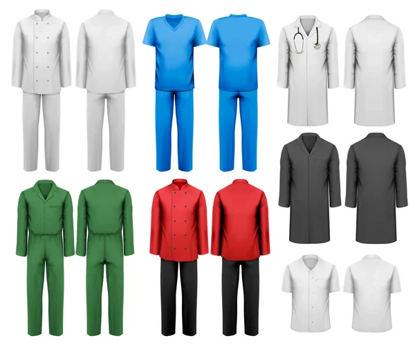 Uppsättning av vita och färgglada kläder. formgivningsmall. vektor — Stock vektor