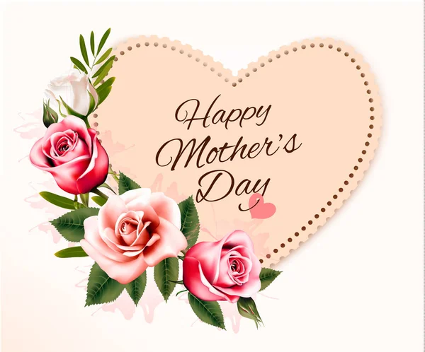 Boldog anyák napja háttér, egy szív alakú kártya és szín — Stock Vector