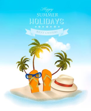 Yaz tatil arka plan. Tatil anıları. Vektör.