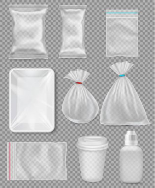 Polipropilen plastik ambalaj - Çantalar, tepsi, bardakta büyük kümesi