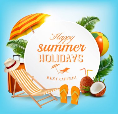  Yaz tatili konsepti. Vektör. 