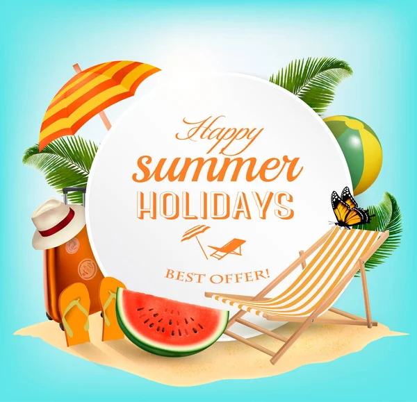 Summer vacation concept background. Vector. — Stock Vector