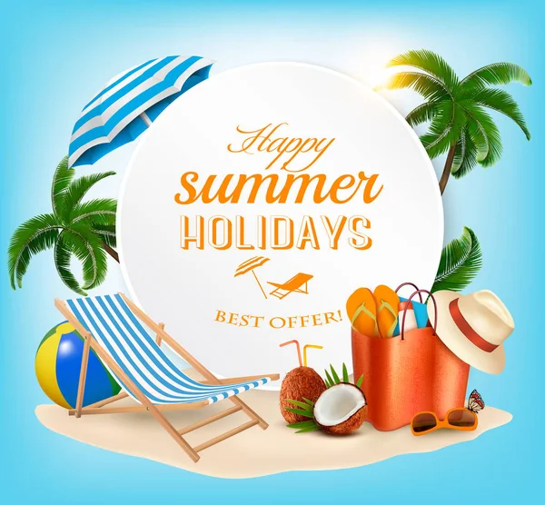 Summer vacation concept background. Vector. — Stock Vector