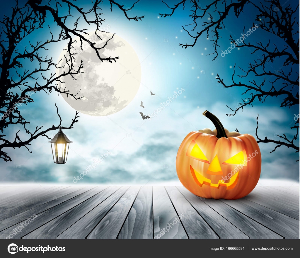 怖いハロウィーンの背景にカボチャ 月 ベクトル ストックベクター C Almoond