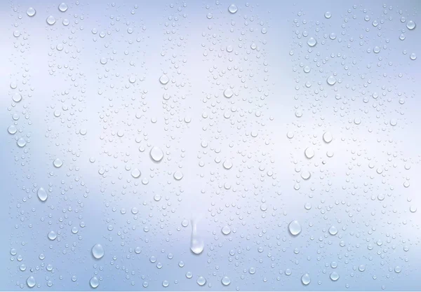 Tetesan air yang realistis pada jendela transparan. Vektor - Stok Vektor