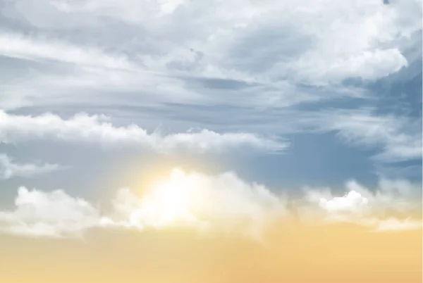 Sol céu fundo com nuvens transparentes. Vector illustrati —  Vetores de Stock
