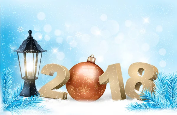 Новогодний фон с мячом и 2018 годом. Вектор . — стоковый вектор