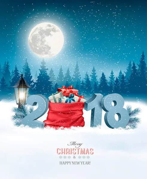 ギフト用の箱との wi の完全な袋とホリデー クリスマス背景 — ストックベクタ