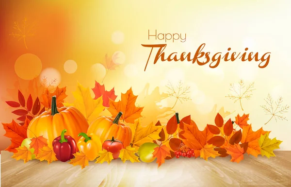 Happy Thanksgiving background dengan sayuran musim gugur dan colorfu - Stok Vektor