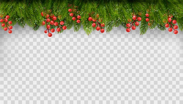 Decoración navideña con ramas de árbol en transparente — Vector de stock