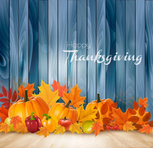 Fröhlicher Erntedank-Hintergrund mit Herbstgemüse und Farbstoff — Stockvektor