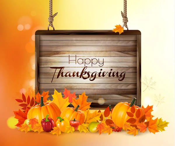 Happy Thanksgiving background dengan sayuran musim gugur dan colorfu - Stok Vektor