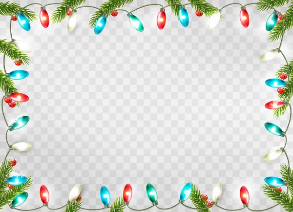 Christmas holiday decoration with branches of tree and garland o — Stock Vector