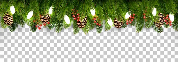 Decoración navideña con ramas de árbol y pino y — Vector de stock