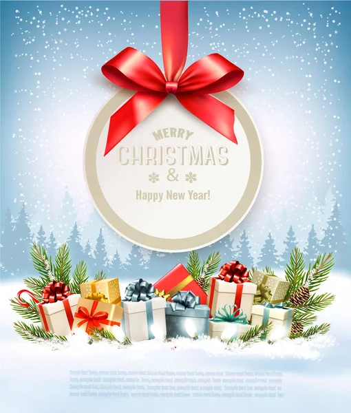 Merry Christmas Holiday achtergrond met de takken van de boom en col — Stockvector
