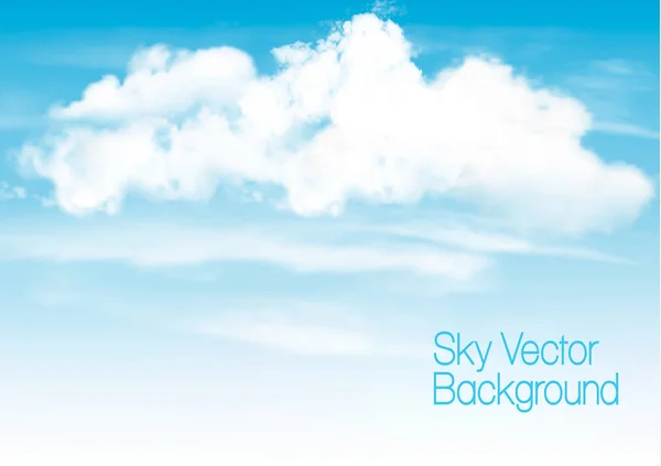 Blue sky background with white  transparent clouds. Vector backg — Stock Vector