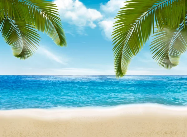 Листья пальмы на пляже. Векторная иллюстрация . — стоковый вектор