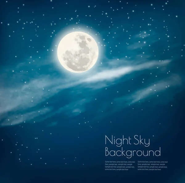 Фон нічного неба з хмарами та зірками. Векторні — стоковий вектор