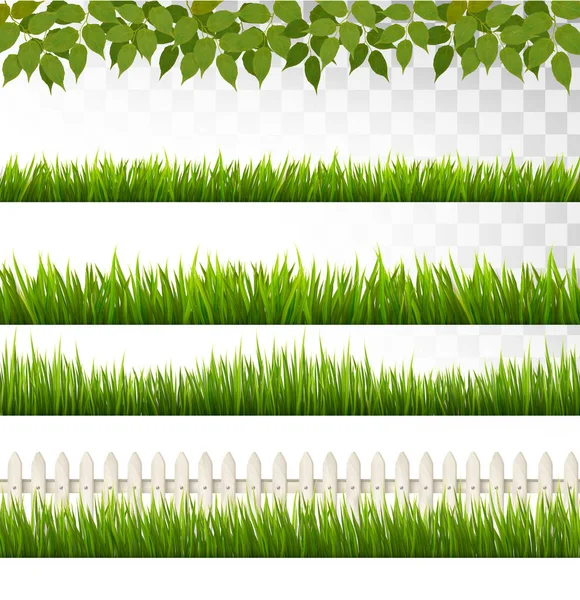 Stor samling av grönt gräs och franska. Vektor. — Stock vektor