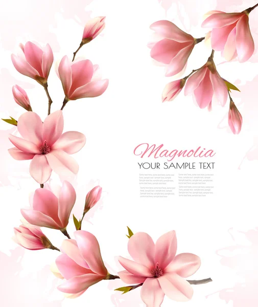 Fondo de primavera abstracto con hermosas ramas de magnolia. Vec — Archivo Imágenes Vectoriales