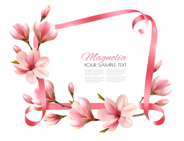 Όμορφη φύση φόντο με άνθος κλαδί του magnolia και — Διανυσματικό Αρχείο