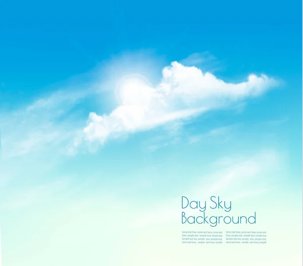 Dag himmel bakgrund med moln och solen. Vektor — Stock vektor