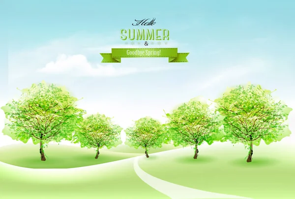 Nature summer countryside landscape background. Vector. — Stock Vector