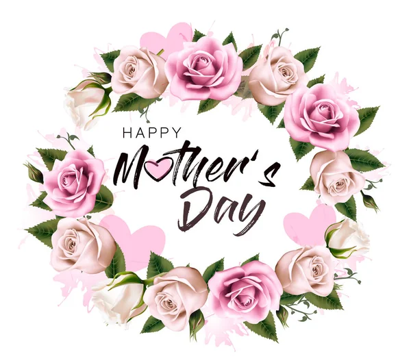 Feliz Día de la Madre fondo con flores de belleza y corazones. Ve. — Archivo Imágenes Vectoriales