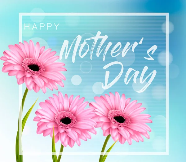 Tło Dnia Matki z różowymi pięknymi kwiatami. Wektor. — Wektor stockowy