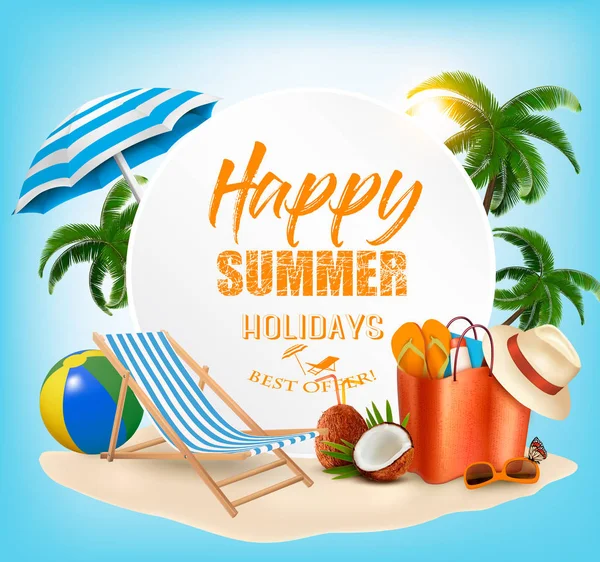 Summer Vacation Concept Background Vector — Stock Vector