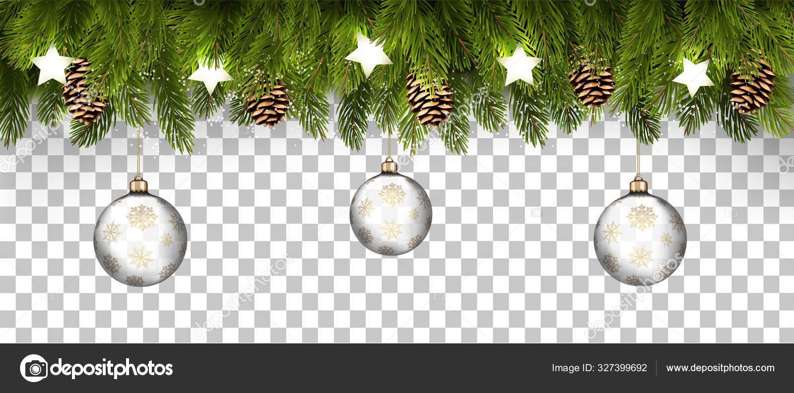 Marco navideño con ramas de guirnalda de árboles y pinos Vector de stock  #327399692 de ©almoond, image size:1600x792