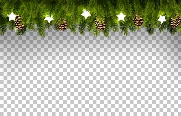 Tablero navideño con ramas de árbol y pinos y gárgolas — Vector de stock