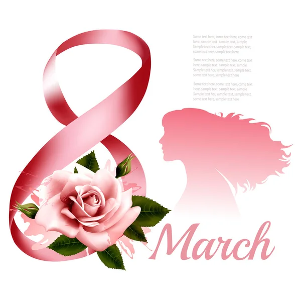 3月8日 粉红带着女人的相貌 — 图库矢量图片