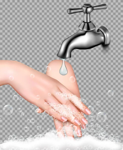 Händewaschen Zum Schutz Vor Coronavirus Auf Transparentem Hintergrund Vektor — Stockvektor