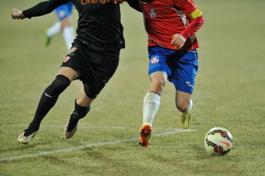 Galati, Romanya - 21 Ocak: Bilinmeyen futbolcuların gerçekleştirir 