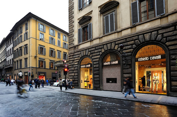FLORENCE, ITALY - JUNE 02: Roberto Cavalli store in Florence, one of the most luxurious shopping district in the world, in Florence, italy, 02 june 2016