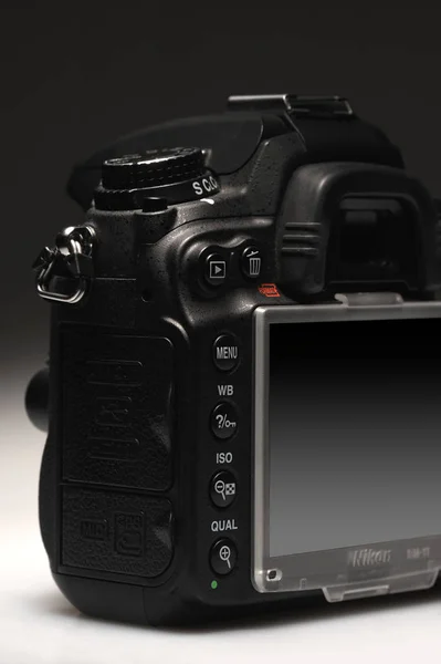 Detalhe da câmera fotográfica digital profissional — Fotografia de Stock