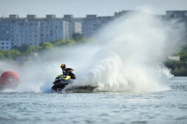 Bucharest, Romanya-23 Eylül: profesyonel jet ski biniciler co