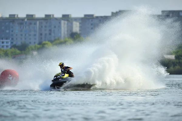 BUCHAREST, ROMANIA-SEPTEMBER 23: Professional jet ski riders co — стоковое фото