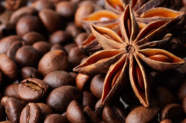 Звезда аниса и кофейных зерен — стоковое фото