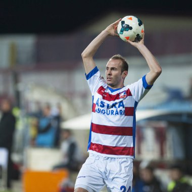 Galati, Romanya - Octomber 19: Bilinmeyen Futbol oyuncular celebrat